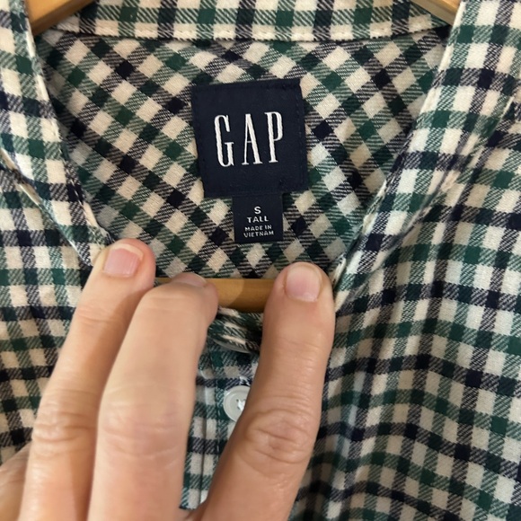 GAP Long Sleeve Plaid Dress in Green and Navy Size Small - Picture 3 of 5